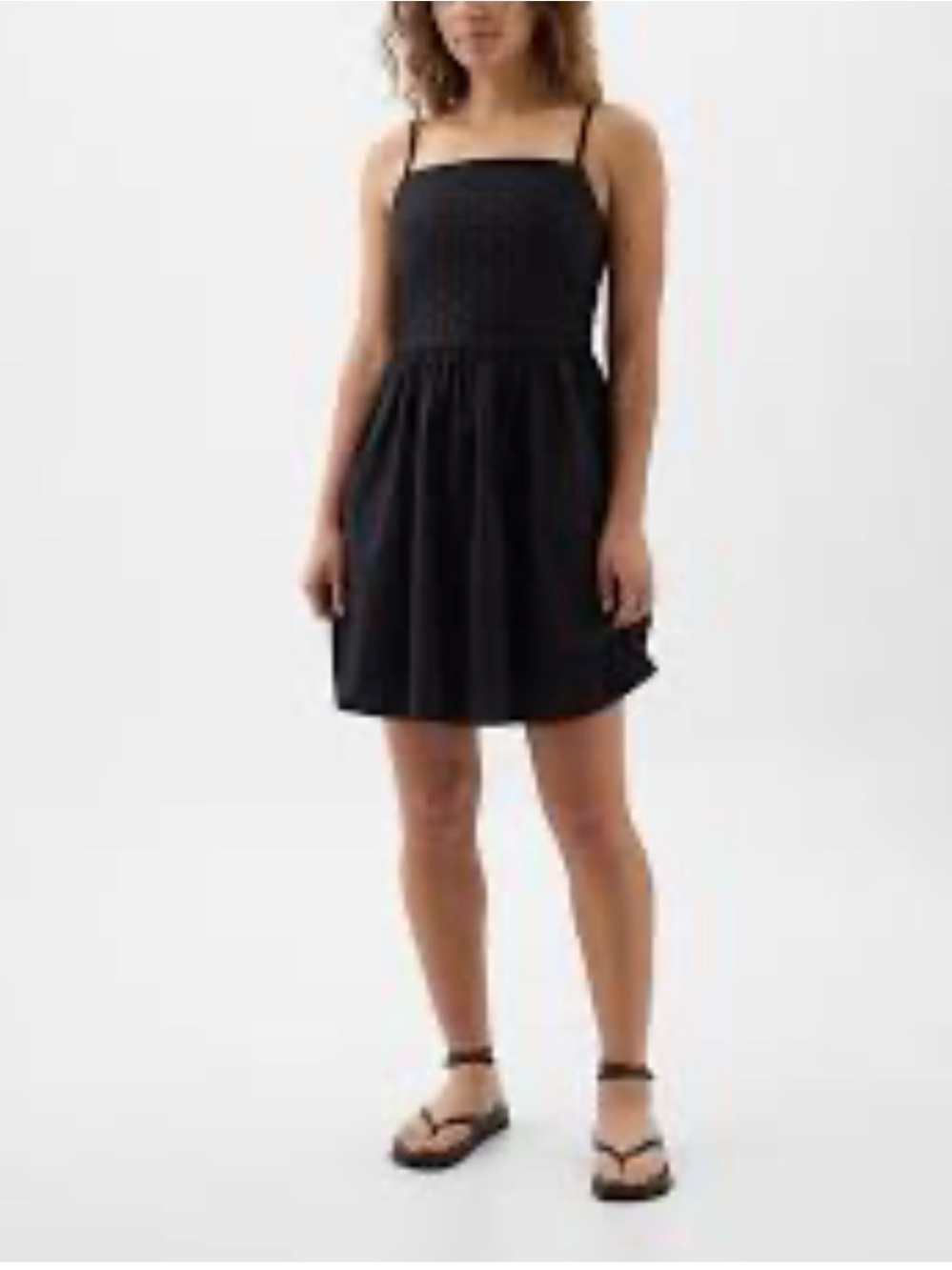 GAP Black Spaghetti Strap Eyelet Mini Dress